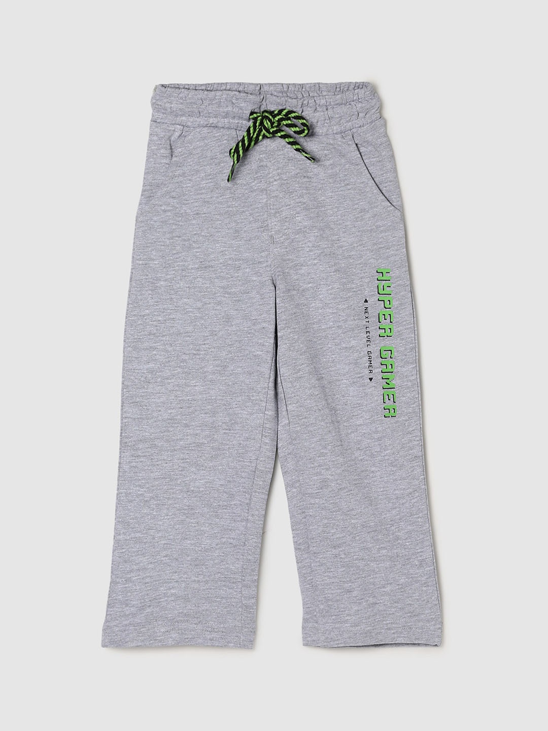

max Boys Grey Printed Pure Cotton Track Pants