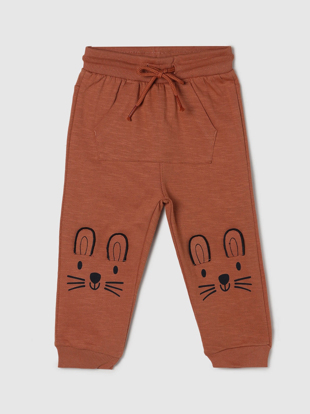 

max Boys Coral-Colored Graphic-Printed Pure-Cotton Joggers