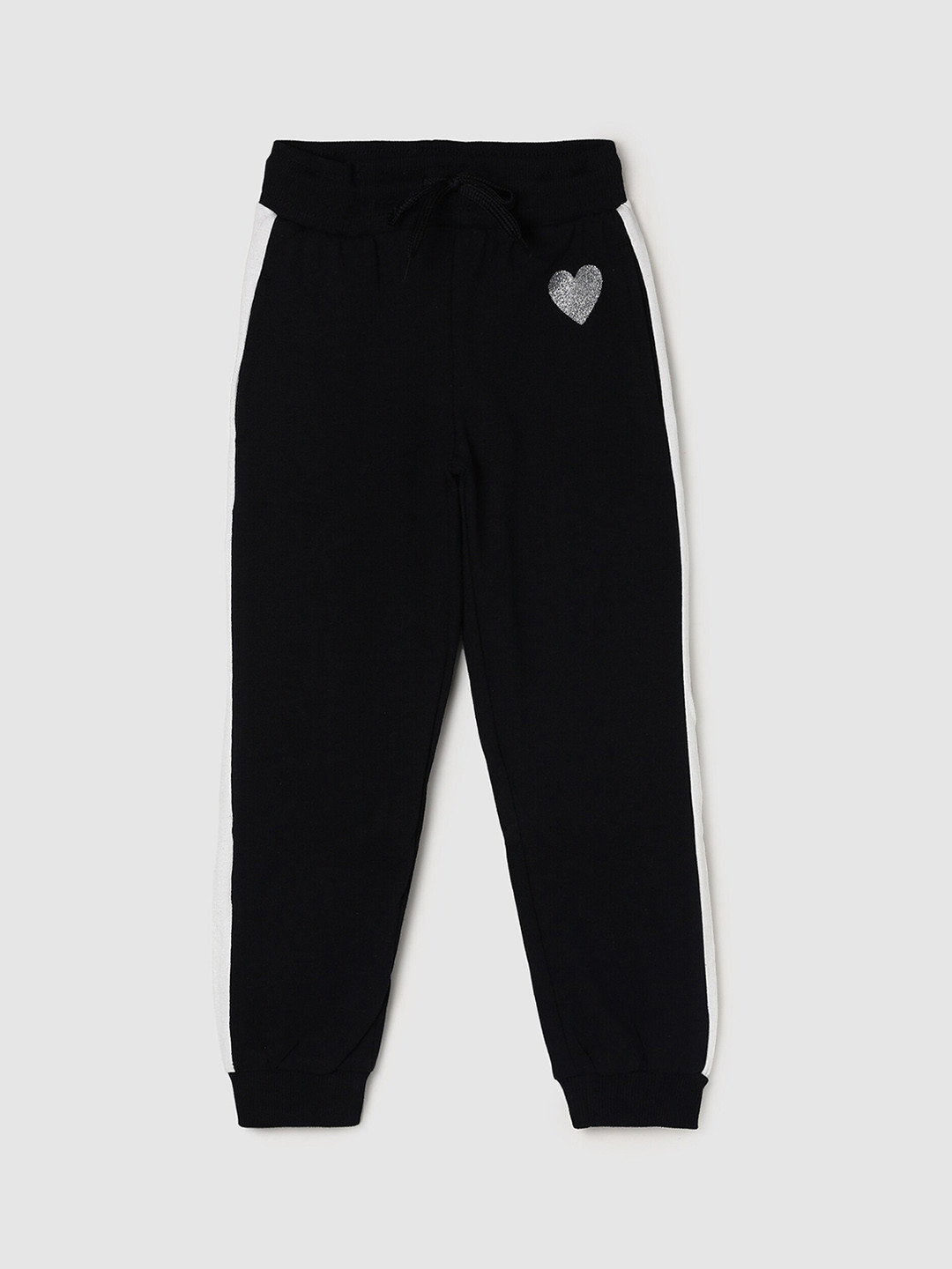 

max Girls Black Solid Cotton Joggers