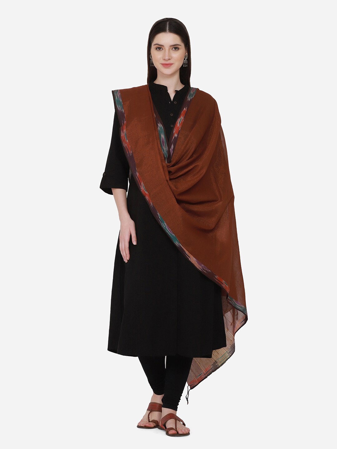 

THE WEAVE TRAVELLER Women Brown & Black Dupatta