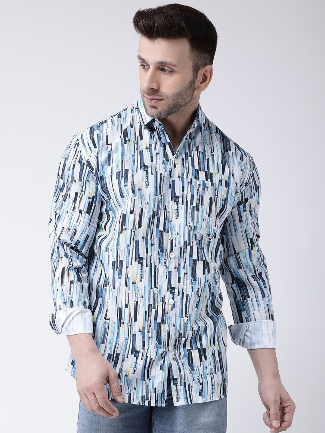 

RIAG Men Blue Regular Fit Printed Cotton Casual Shirt