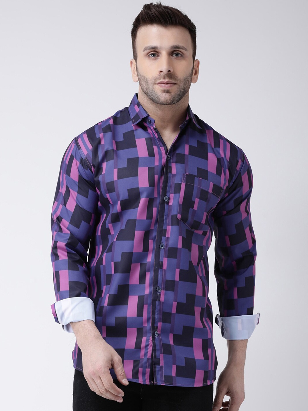 

RIAG Men Navy Blue Regular Fit Printed Cotton Casual Shirt