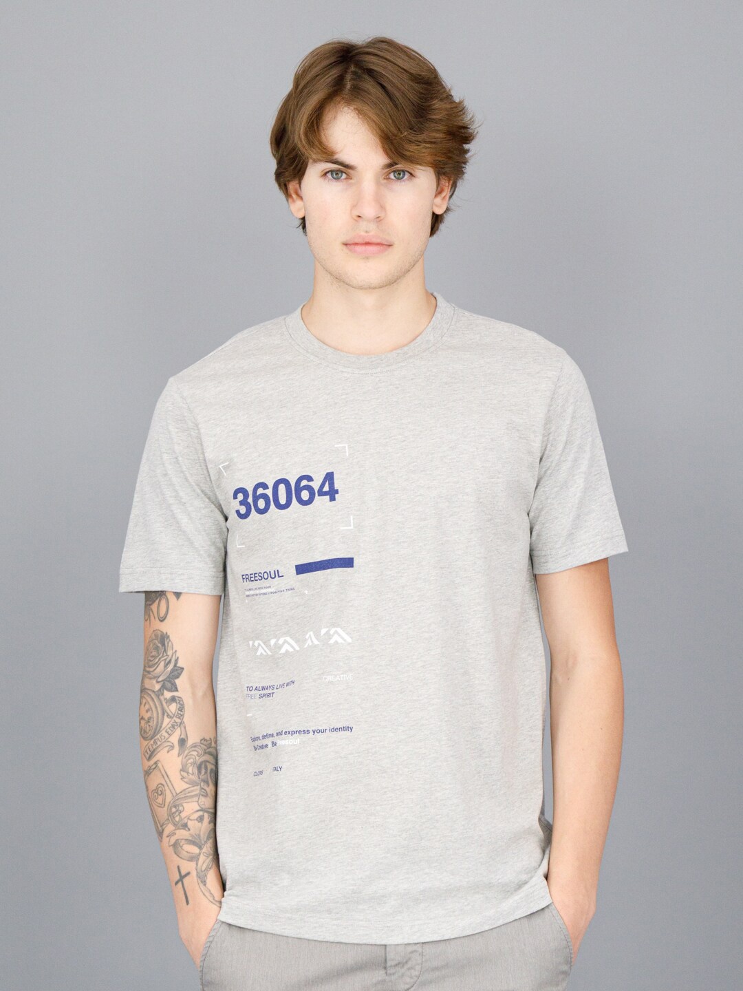 

FREESOUL Men Grey Typography Printed T-shirt