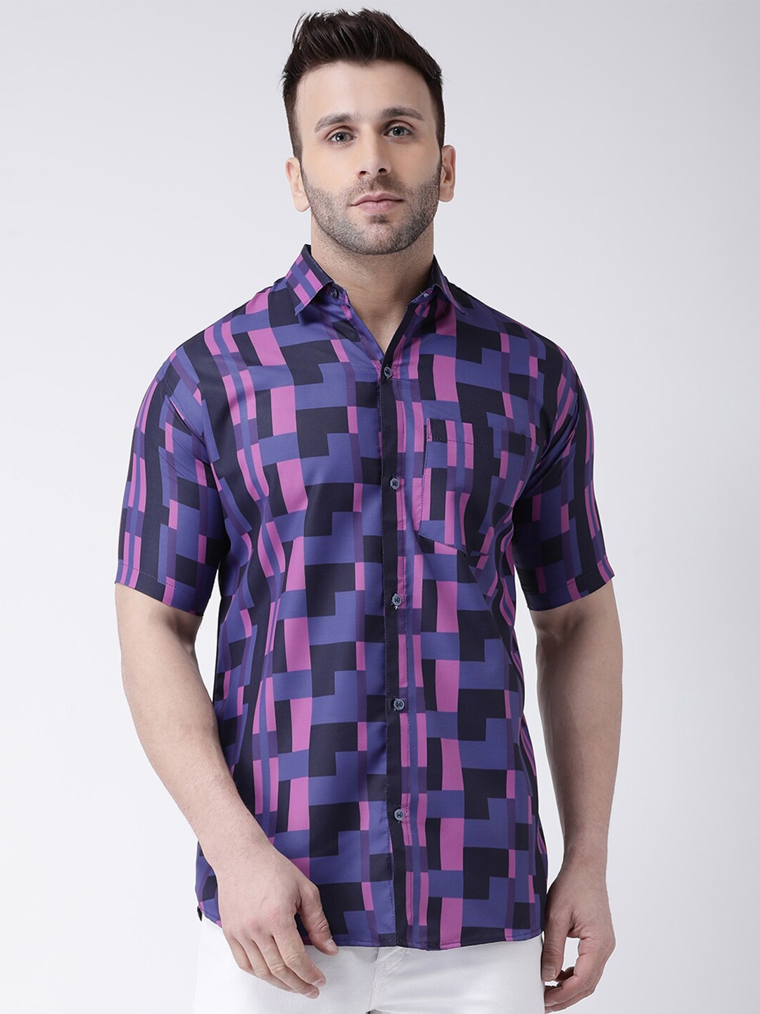 

RIAG Men Blue & Pink Checked Casual Shirt