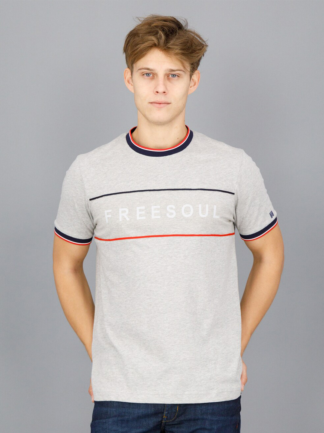 

FREESOUL Men Grey Typography Printed T-shirt