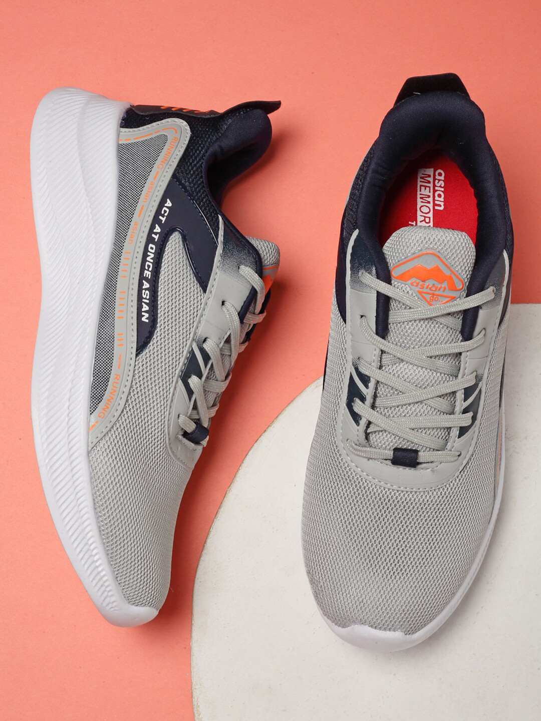 

ASIAN Men Grey Mesh Running Non-Marking Shoes