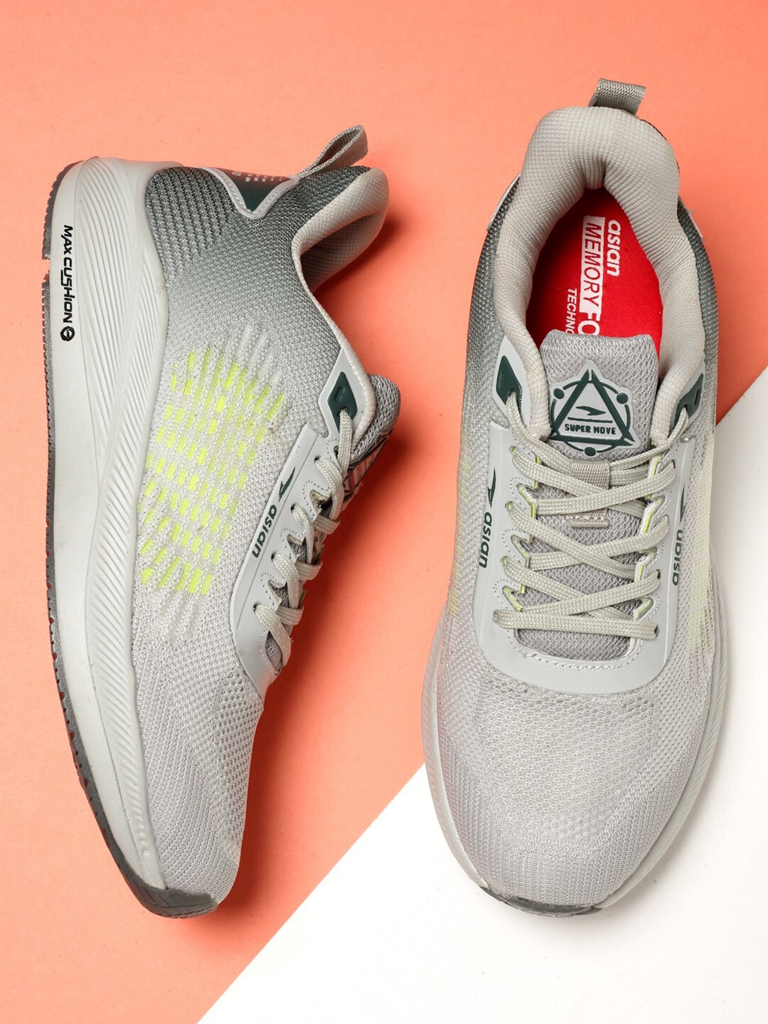 

ASIAN Men Grey Mesh Non-Marking Running Shoes