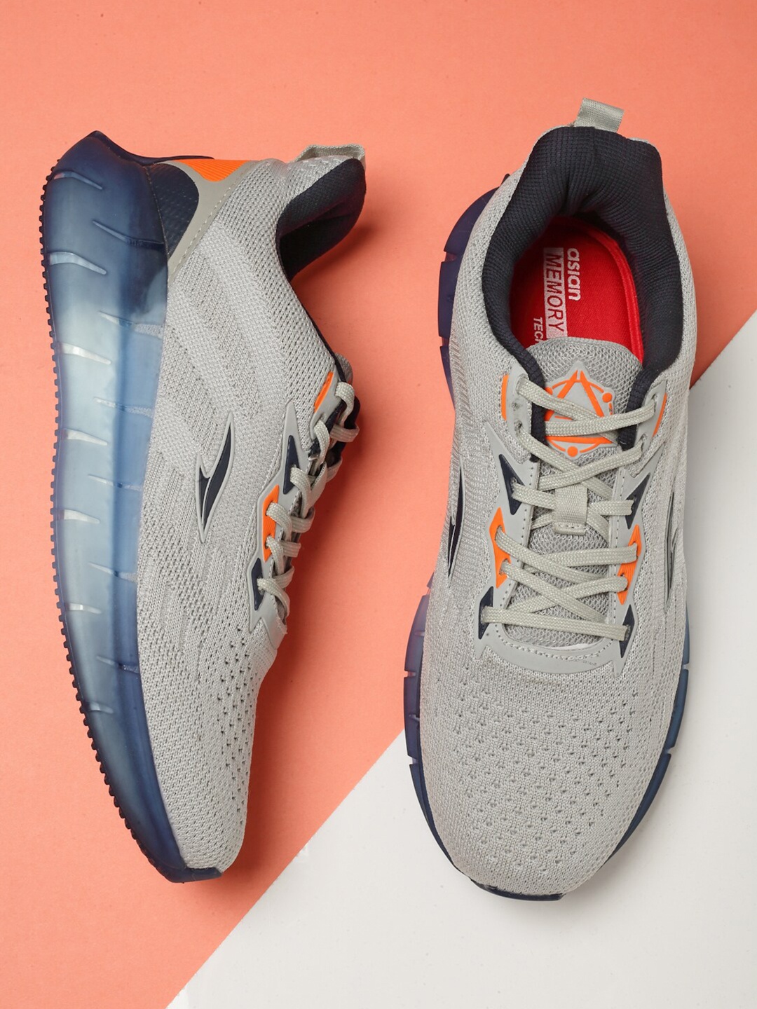 

ASIAN Men Grey Mesh Running Non-Marking Shoes