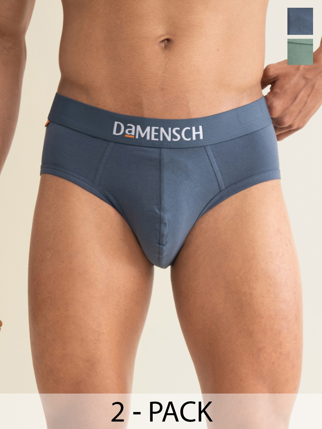 

DAMENSCH Men Pack of 2 Deo-Cotton Anti Bacterial Brief, Blue