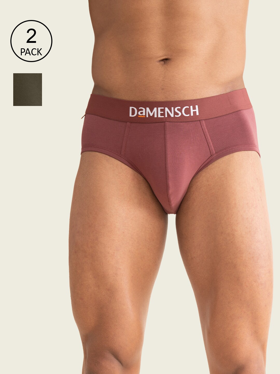 

DAMENSCH Men Pack Of 2 Deo-Cotton Anti-Bacterial Moisture-Free Briefs, Red