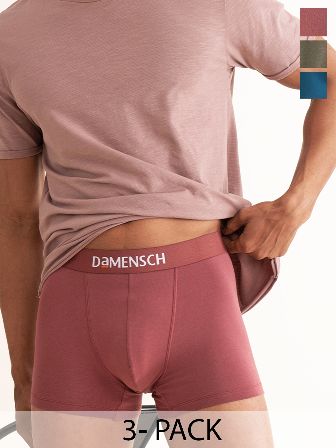 

DAMENSCH Pack Of 3 Deo-Cotton Anti-Bacterial Trunks DAM-CTST-T-MAR-LYB-ONG, Rust