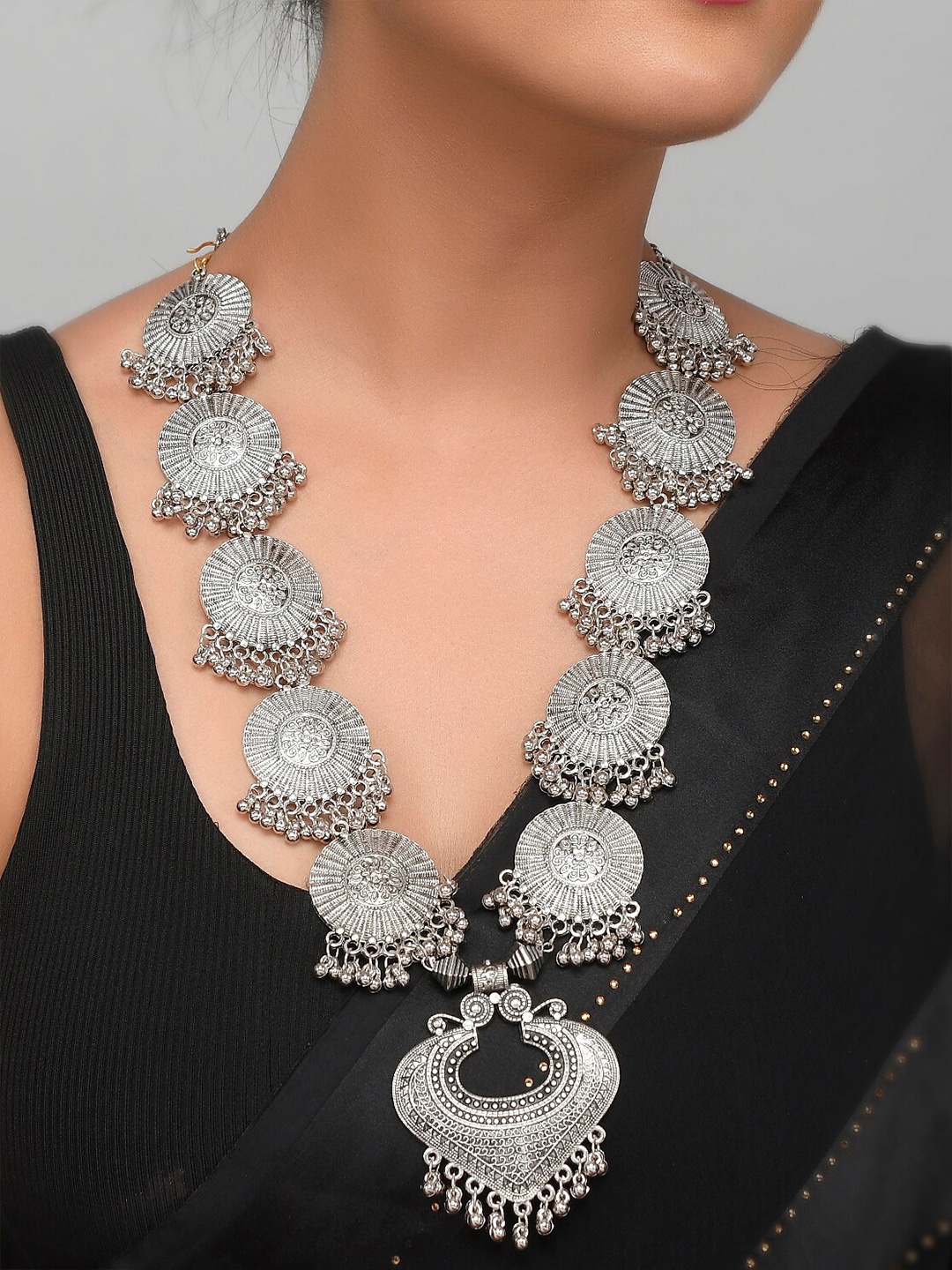 

AQUASTREET JEWELS Silver-Toned German Silver Silver-Plated Oxidised Necklace
