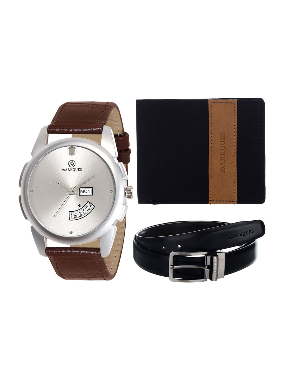 

MARKQUES Men Black & Brown Solid Leather Wallet & Card Holder Gift Set