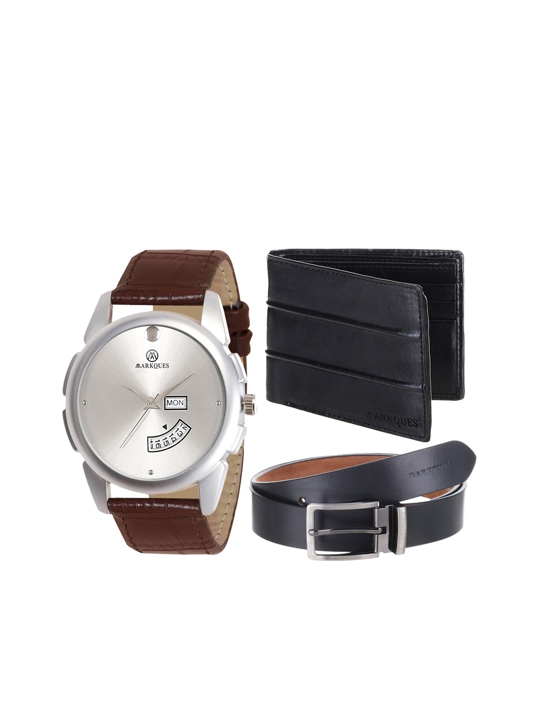 

MARKQUES Men Black & Brown Solid Leather Accessory Gift Set