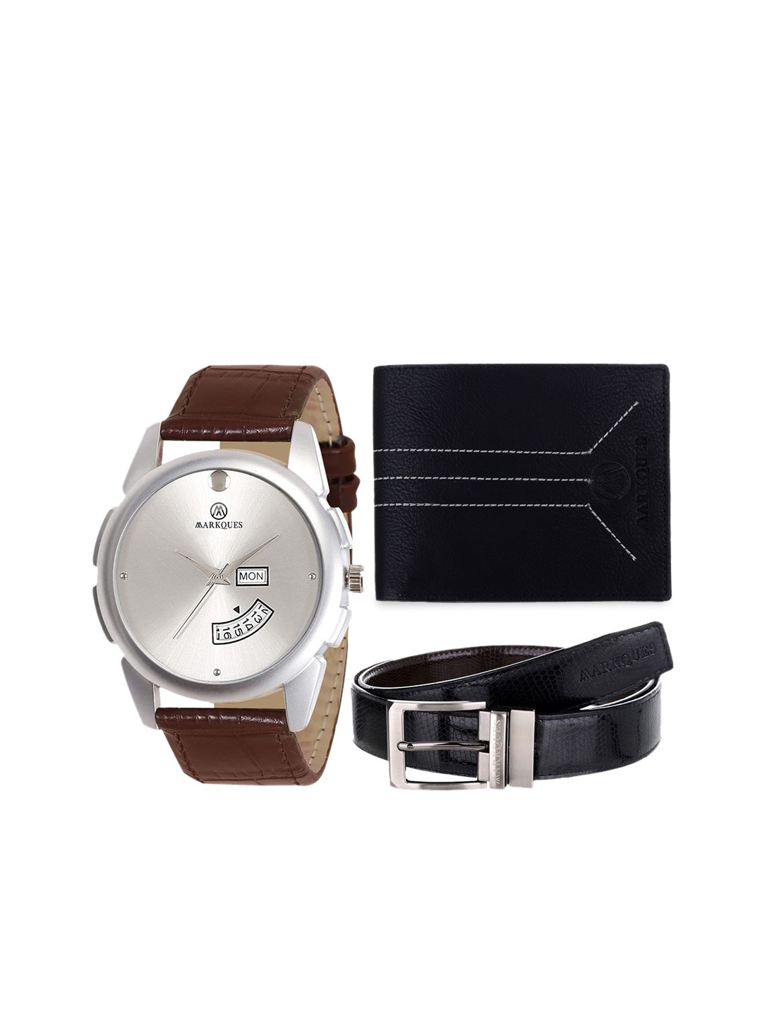 

MARKQUES Men Black & Brown Textured Leather Accessory Gift Set STV-770907-MIL-01-OT-01