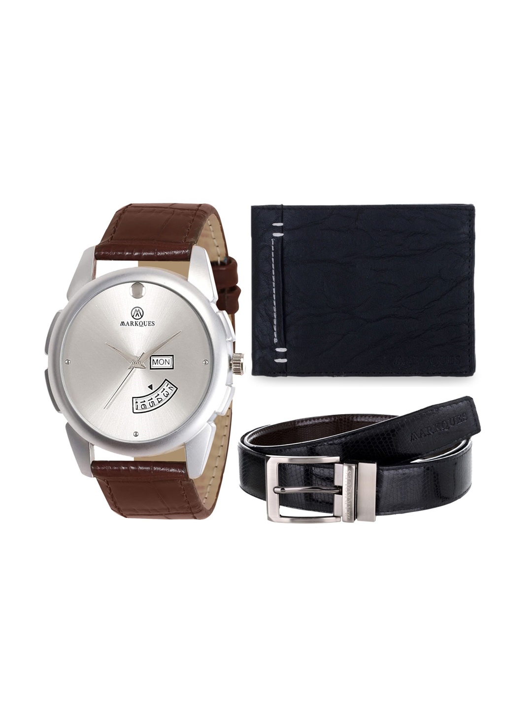 

MARKQUES Men Black & Brown Solid Leather Accessory Gift Set
