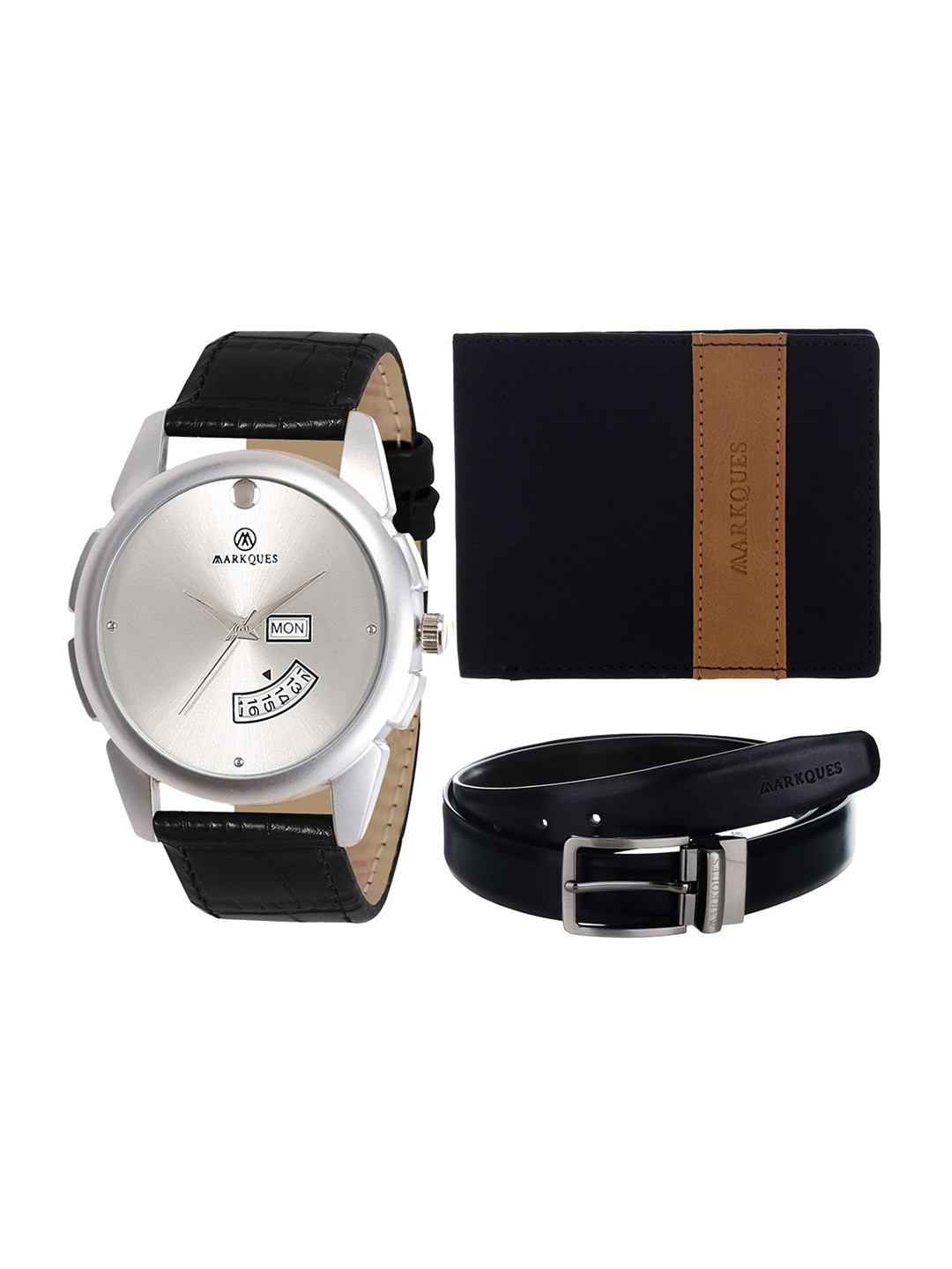 

MARKQUES Men Black Solid Accessory Gift Set
