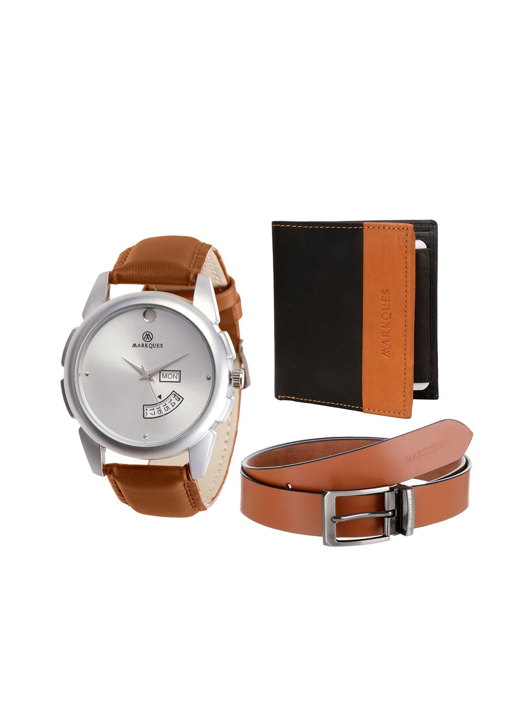 

MARKQUES Men Brown Solid Leather Accessory Gift Set