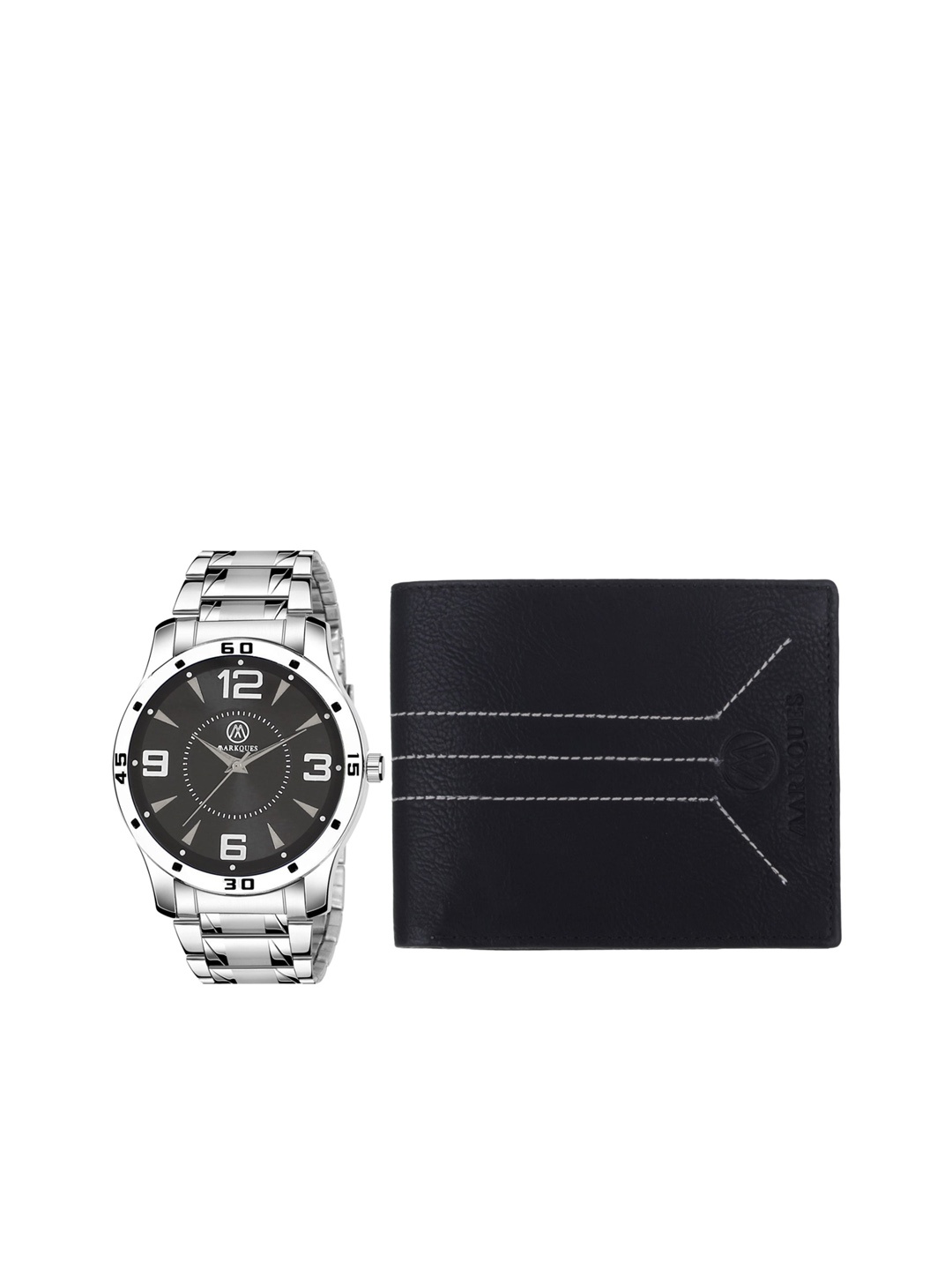 

MARKQUES Men Black Solid Accessory Gift Set, Silver