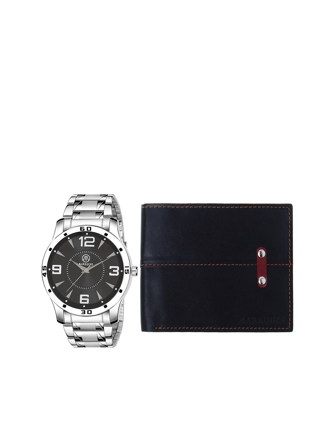

MARKQUES Men Silver & Black Solid Accessory Gift Set