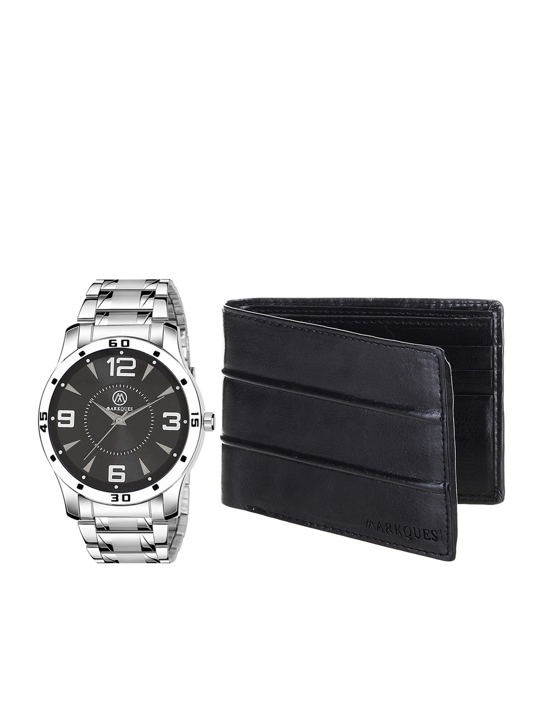 

MARKQUES Men Black Solid Accessory Gift Set, Silver