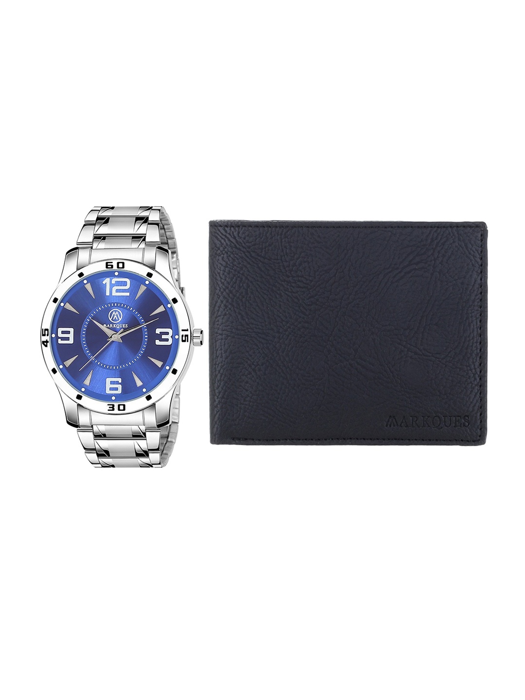 

MarkQues Men Watch And Leather Wallet Combo Gift Set, Navy blue