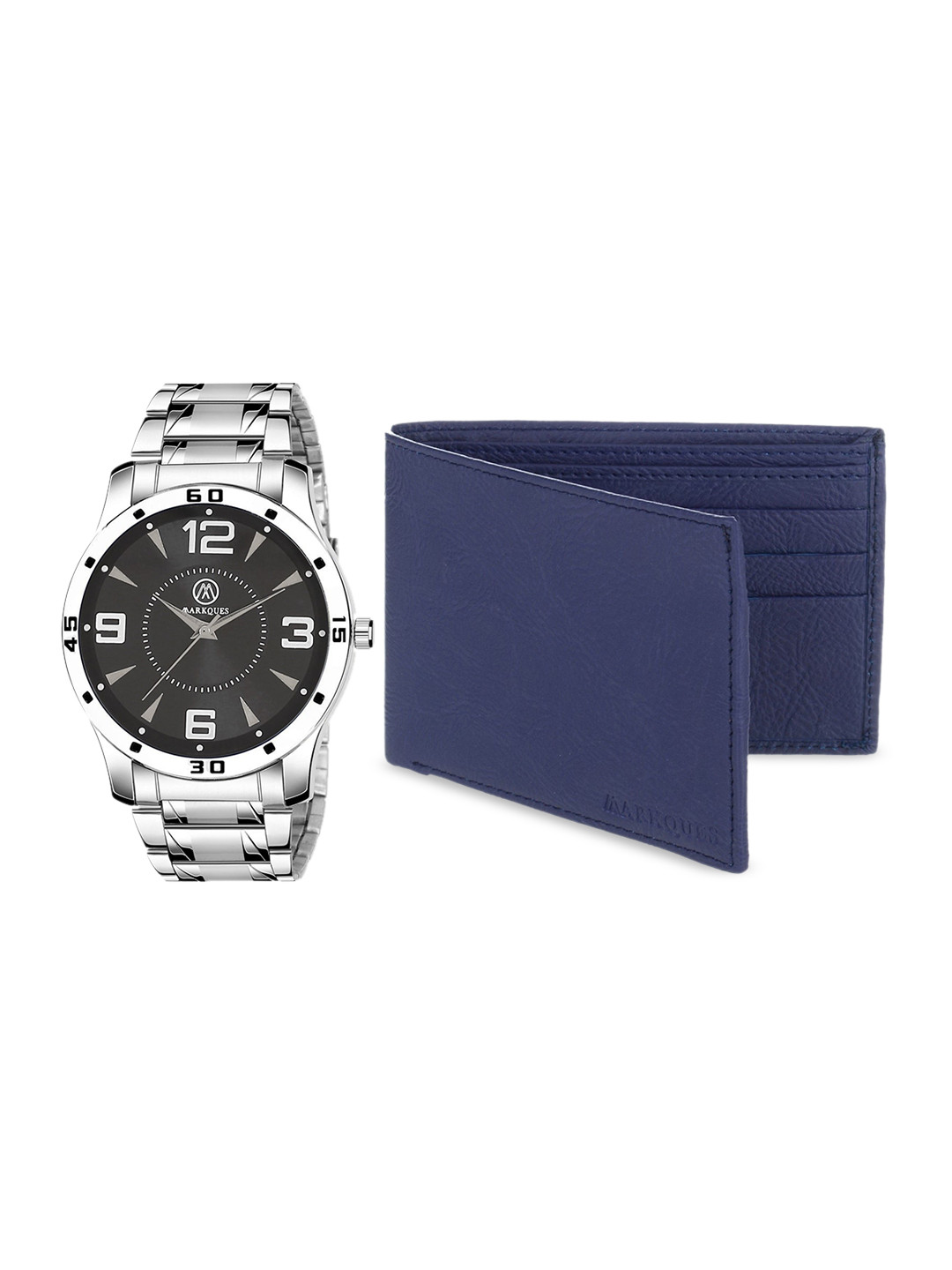 

MarkQues Men Watch & Leather Wallet Combo Gift Set, Blue