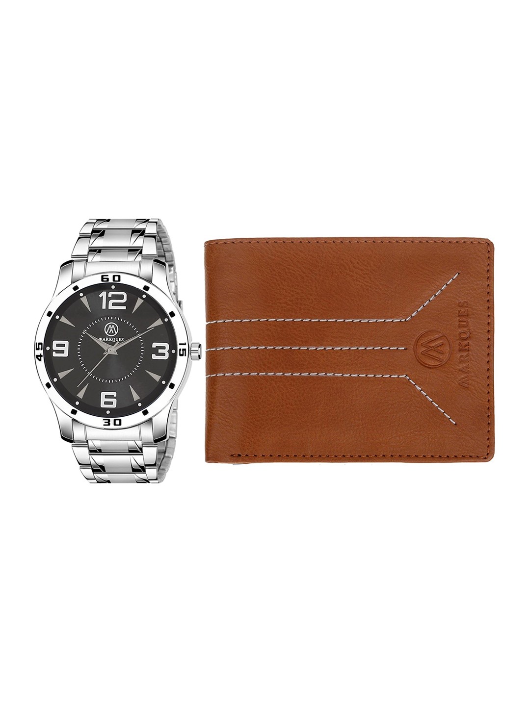 

MarkQues Men Watch And Leather Wallet Set, Multi