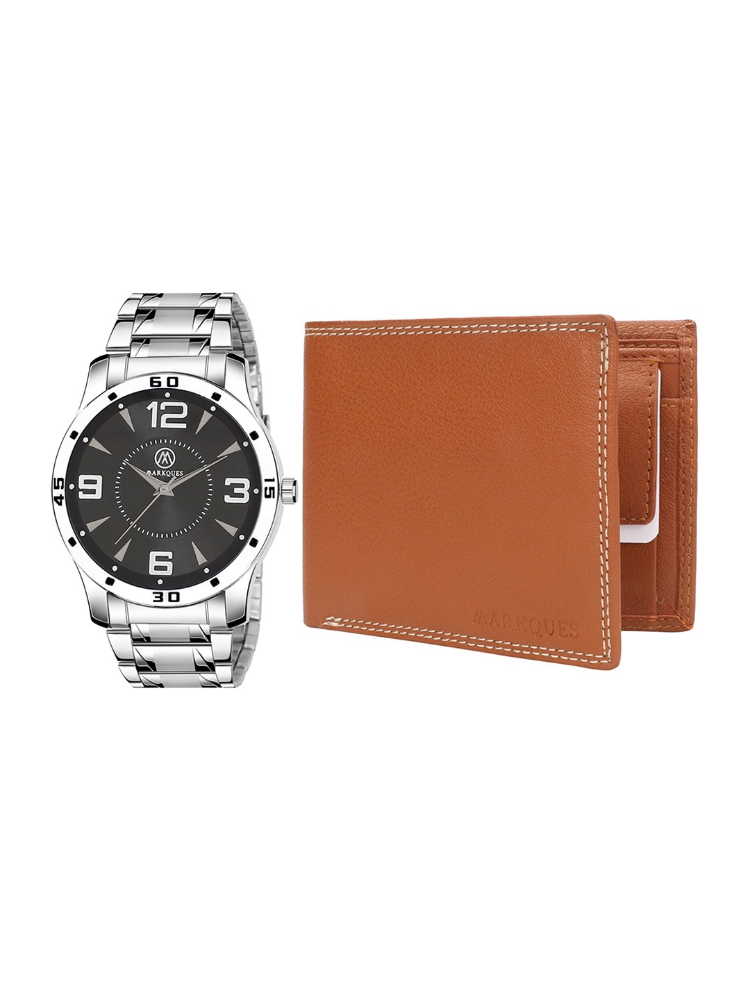 

MARKQUES Men Watch And Leather Wallet Festival Combo Gift Set BON-770109 SPT-4404, Tan