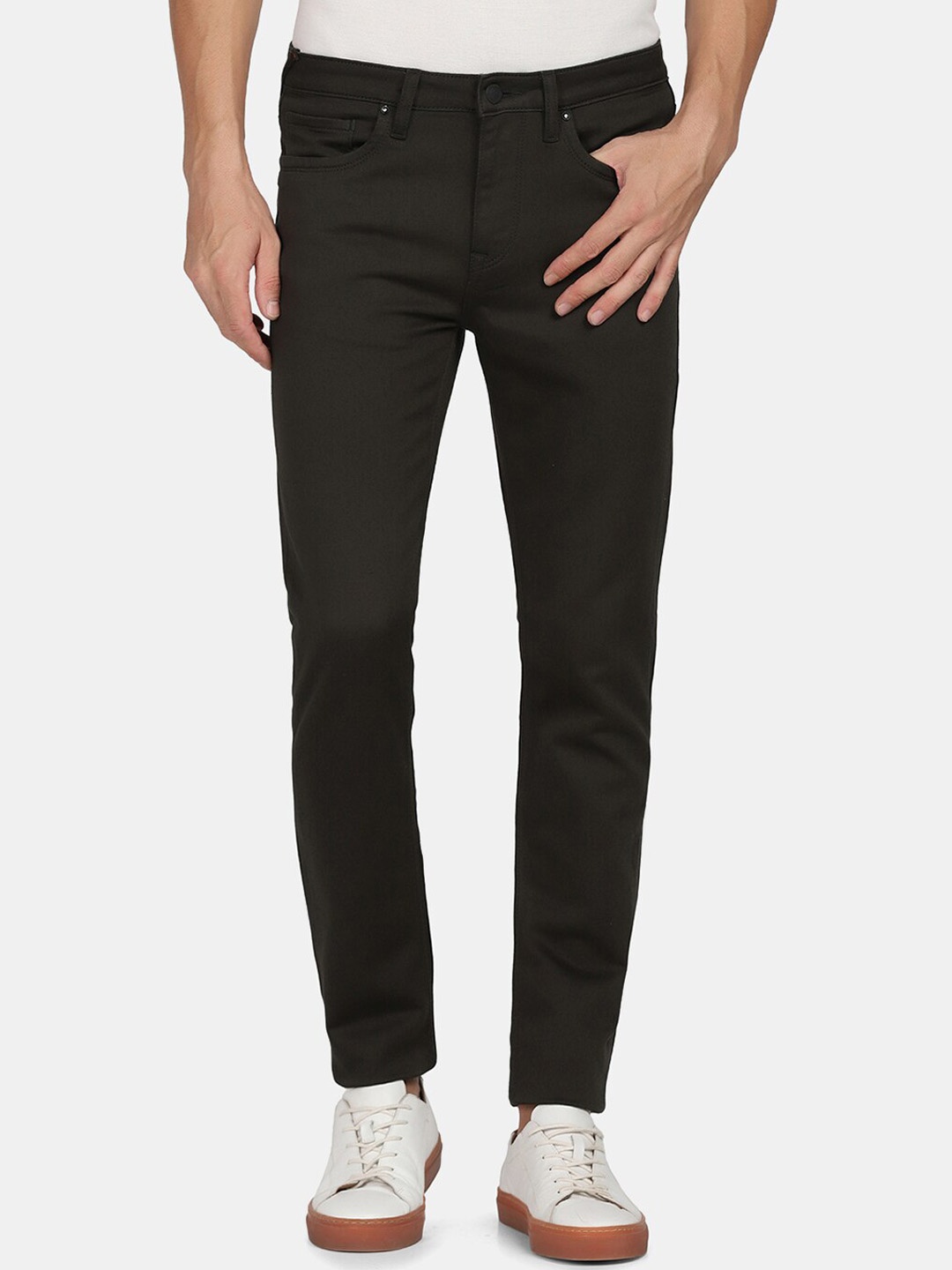 

Blackberrys Men Olive Green Clean Look Super Skinny Fit Low-Rise Jeans
