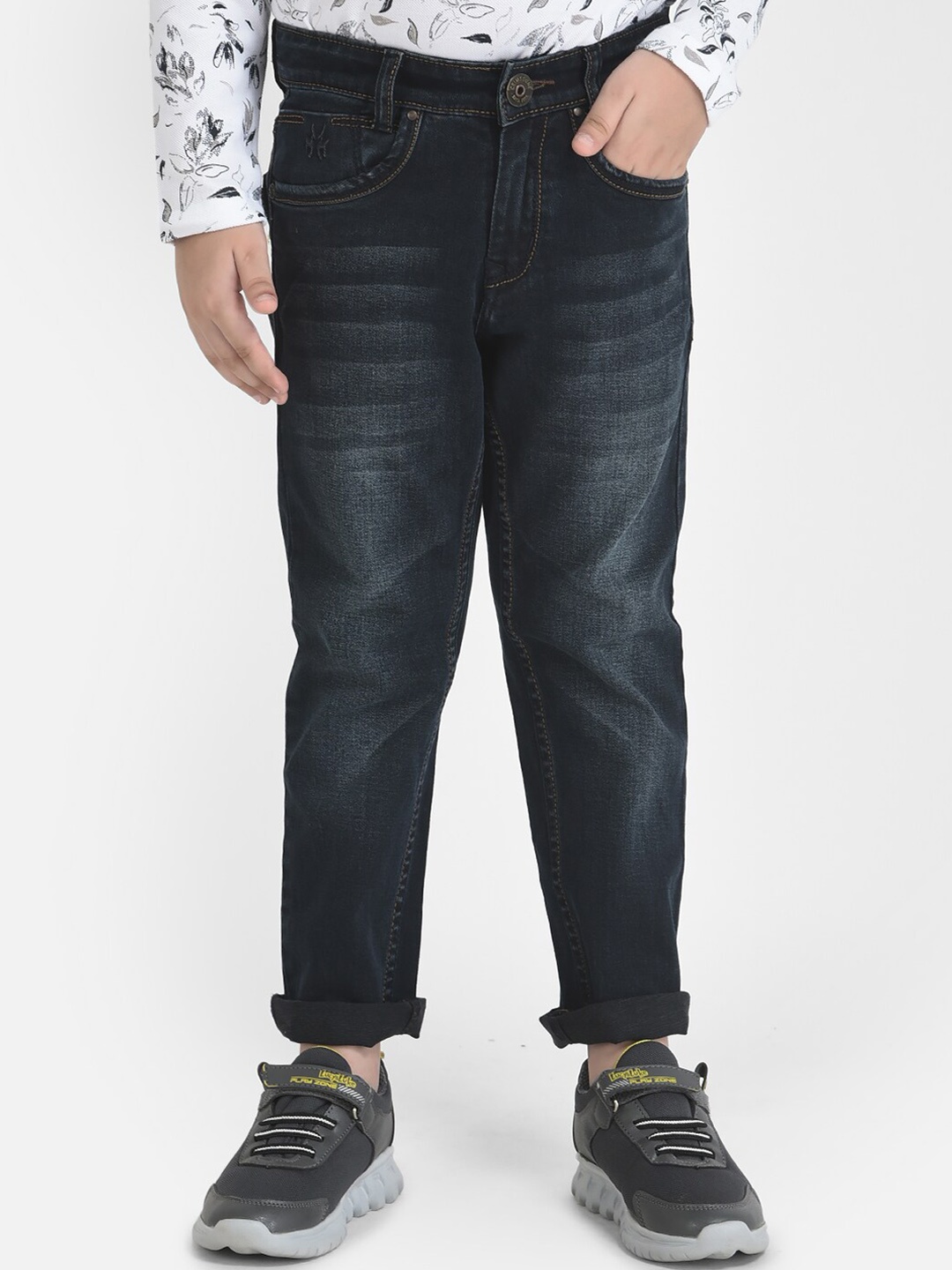 

Crimsoune Club Boys Black Urban Slim Fit Light Fade Stretchable Jeans