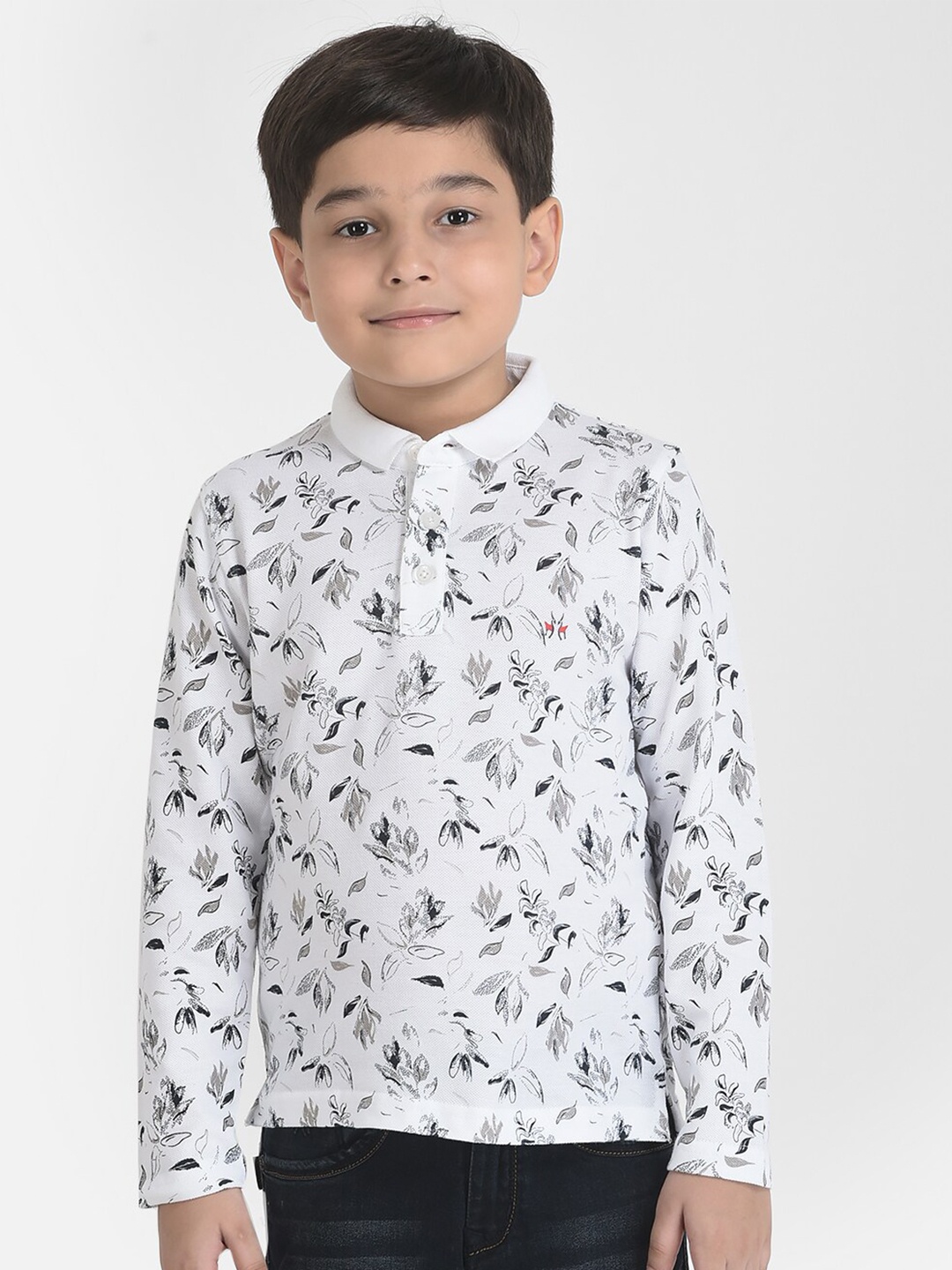 

Crimsoune Club Boys White Printed High Neck T-shirt