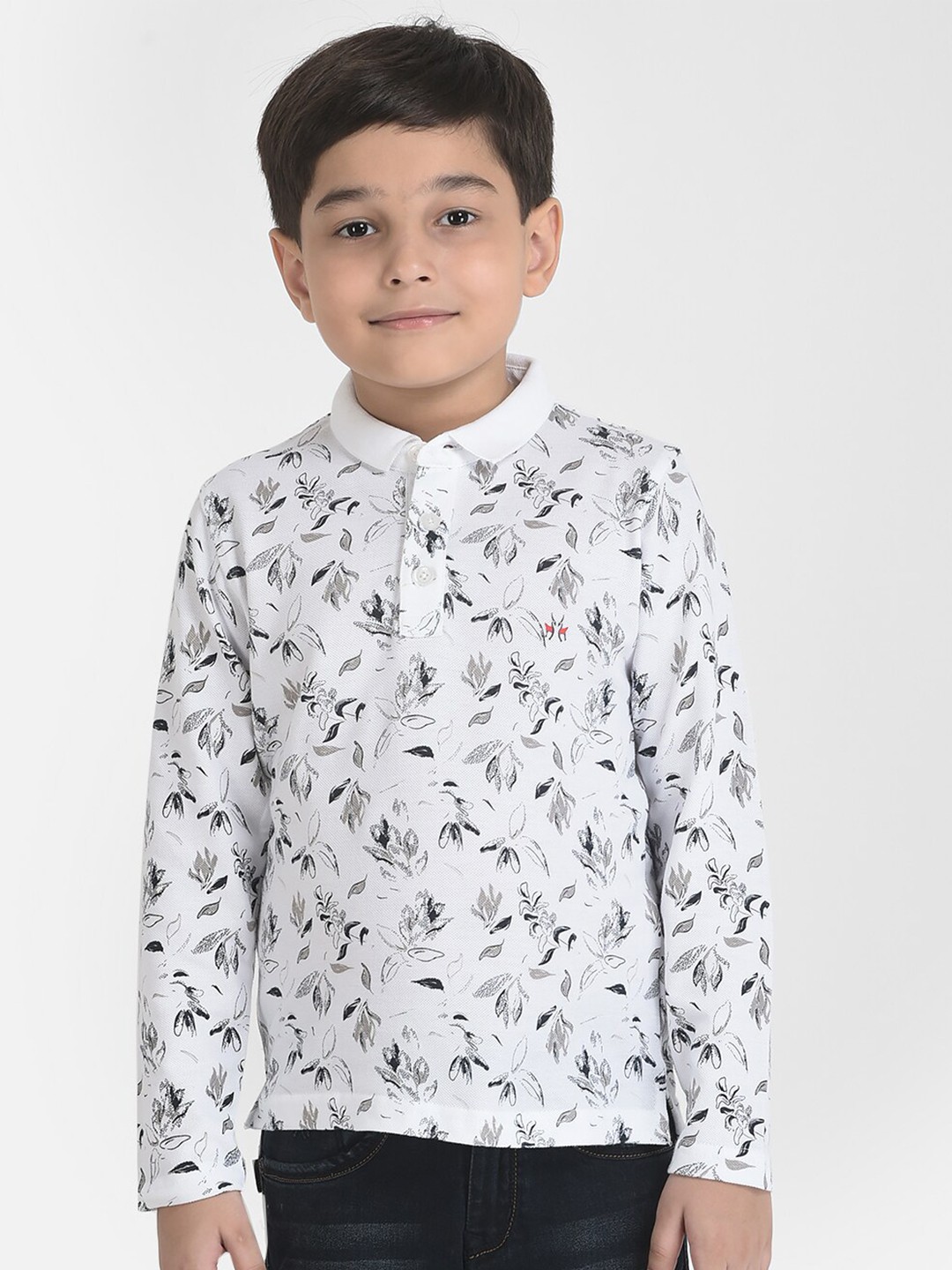 

Crimsoune Club Boys White Printed High Neck T-shirt