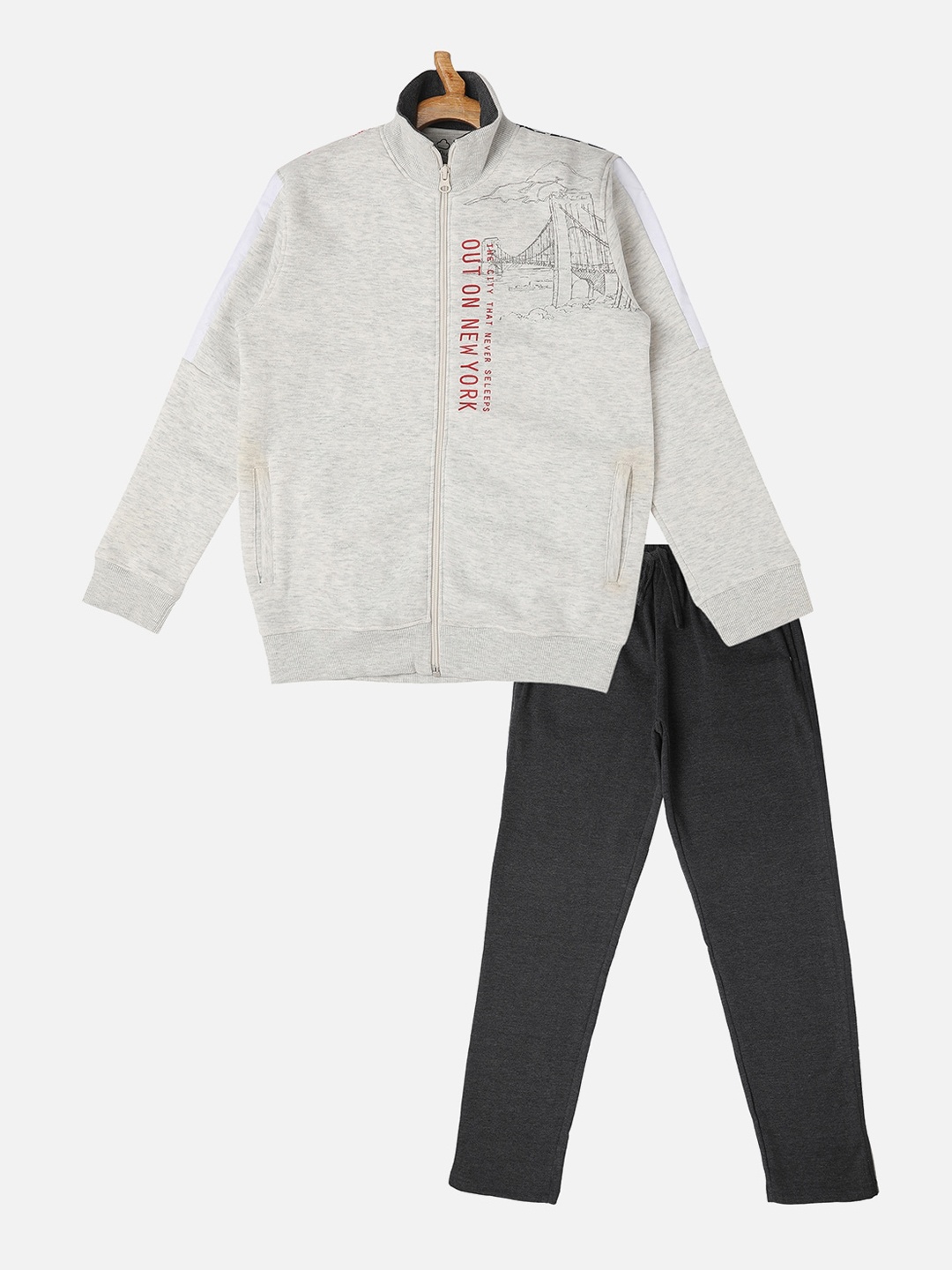

Sweet Dreams Boys White & Grey Printed Night suit