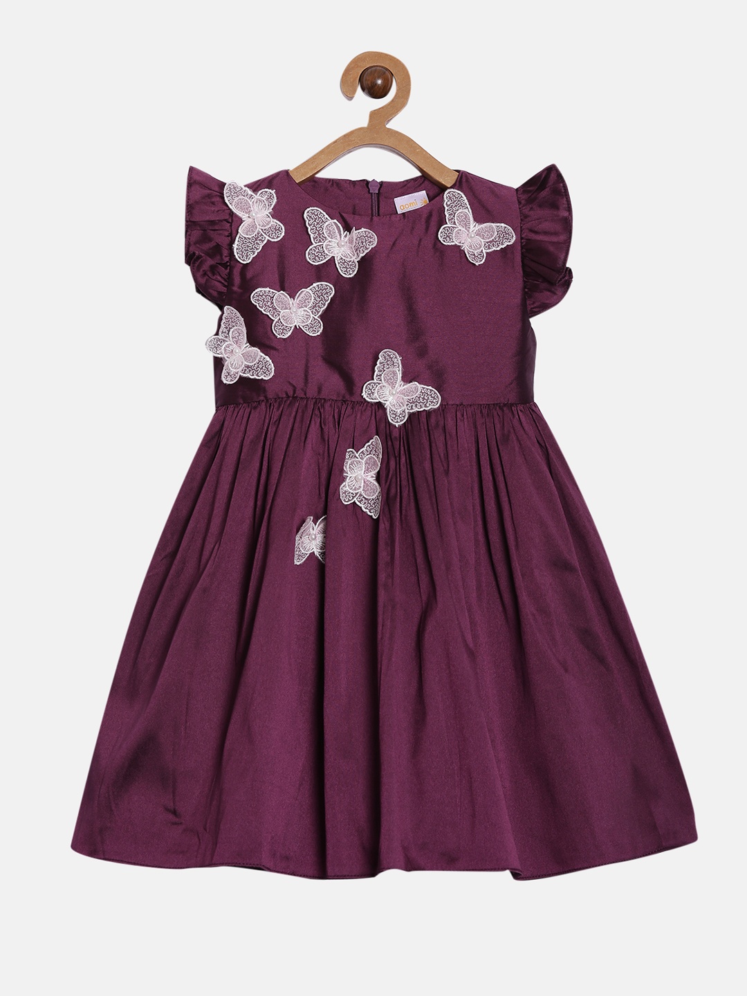 

Aomi Purple Embellished Embroidered Fit and Flare Dress