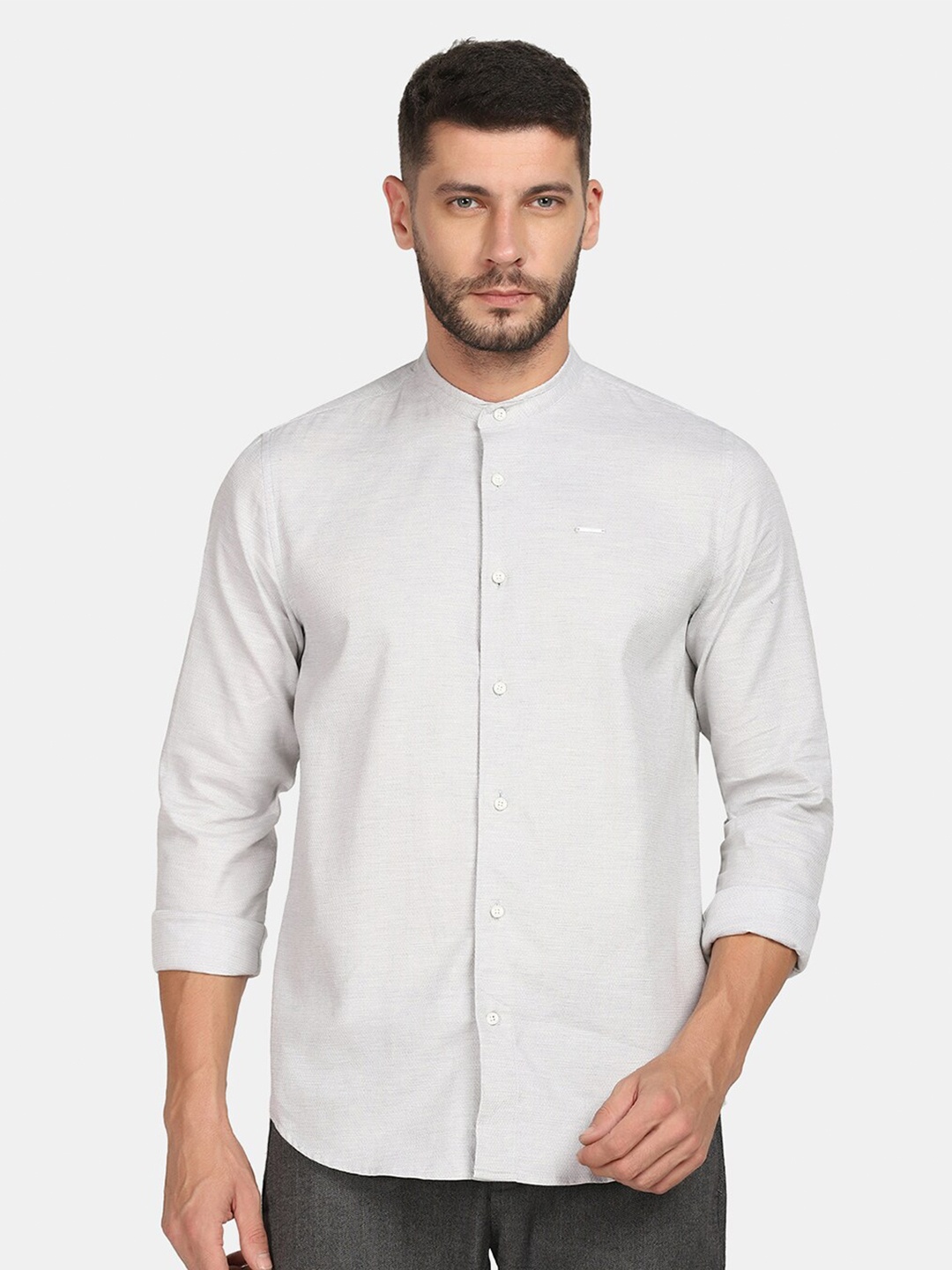 

Blackberrys Men Grey Slim Fit Pure Cotton Casual Shirt