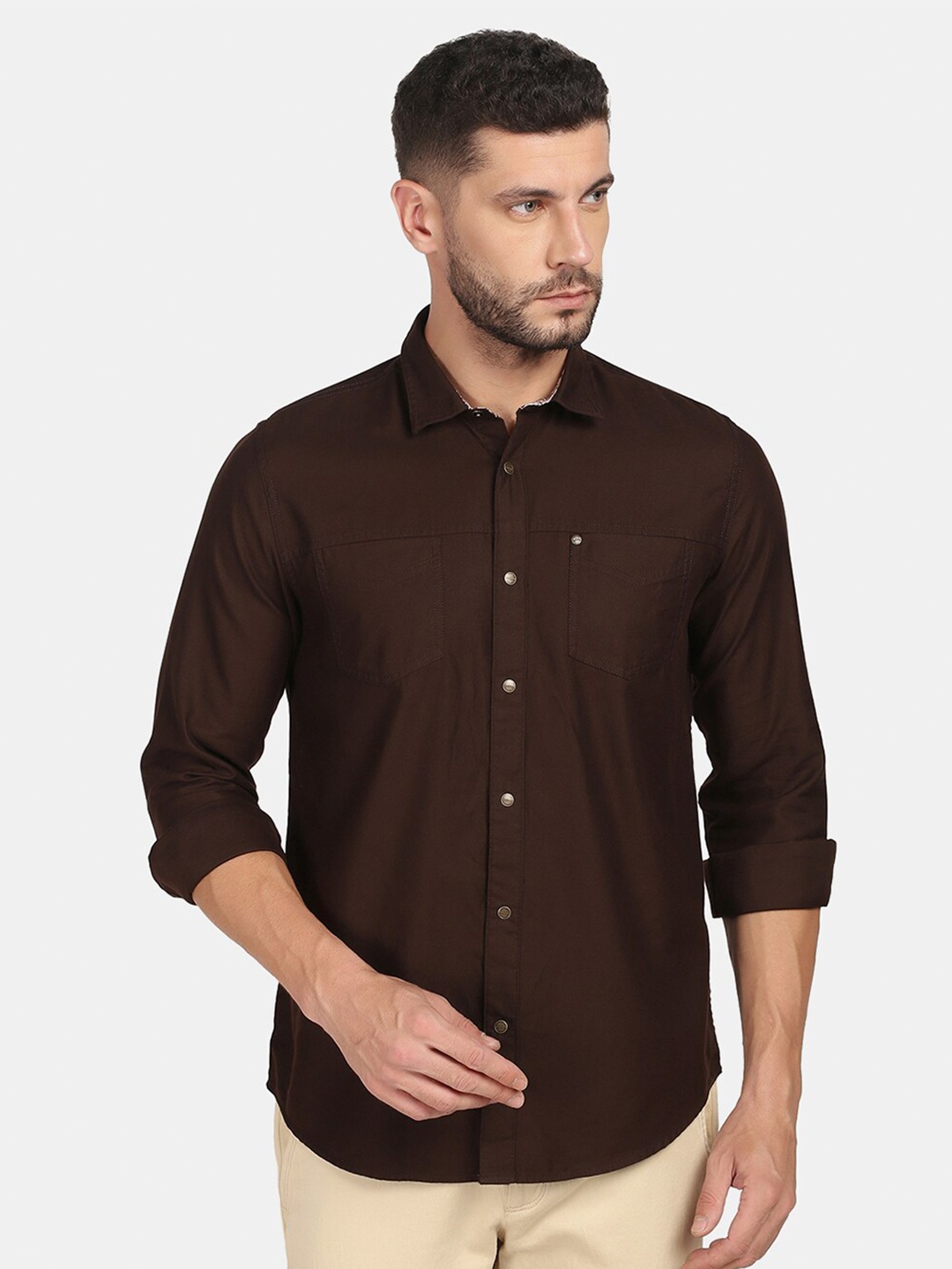 

Blackberrys Men Brown Slim Fit Pure Cotton Casual Shirt