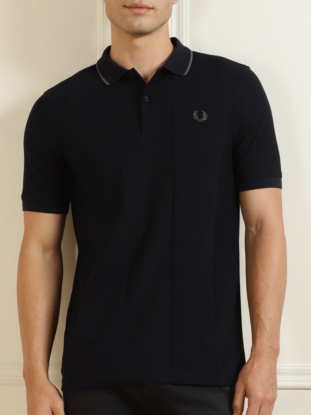

Fred Perry Men Navy Blue Polo Collar Cotton T-shirt