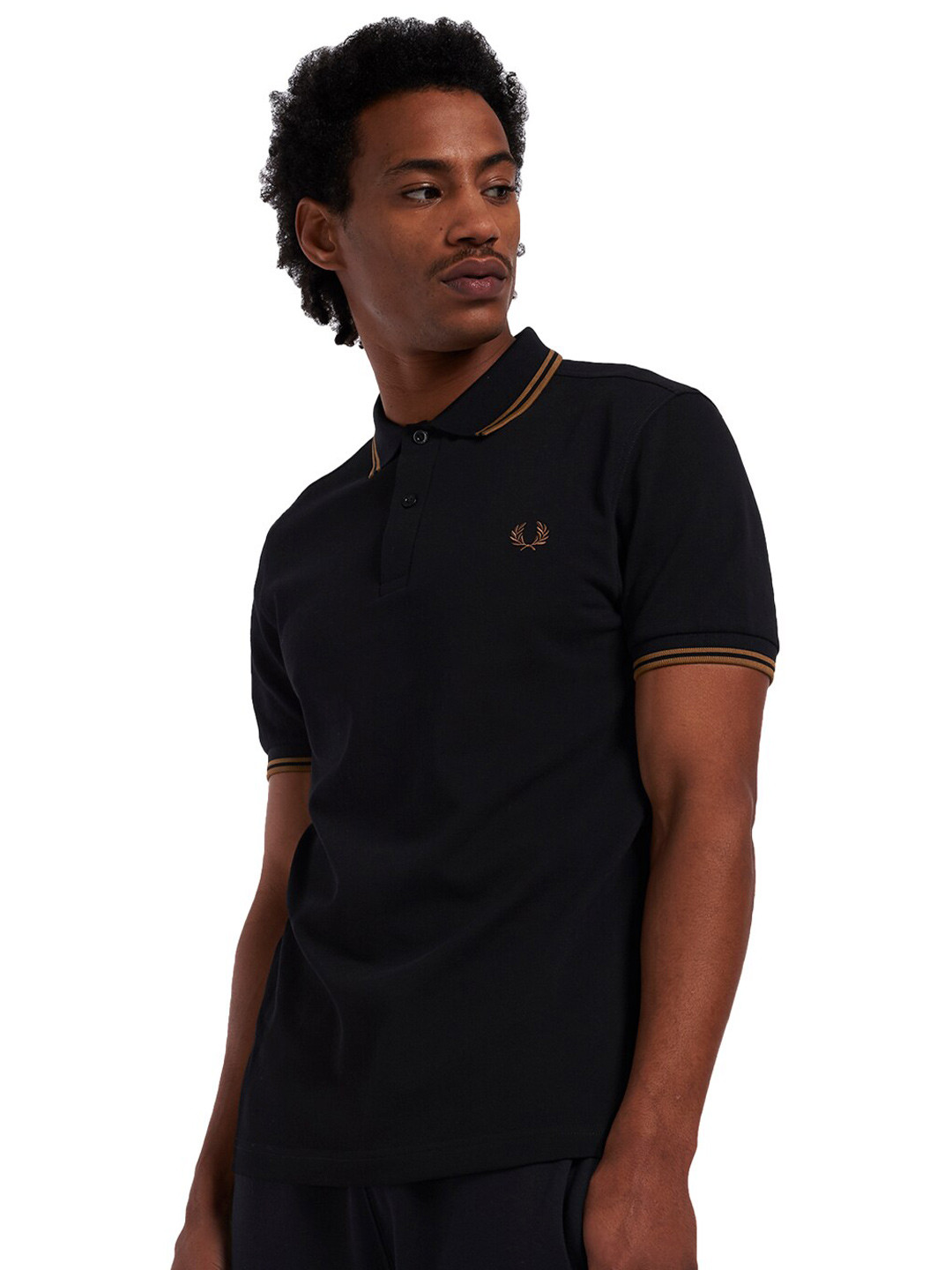 

Fred Perry Men Black Polo Collar T-shirt