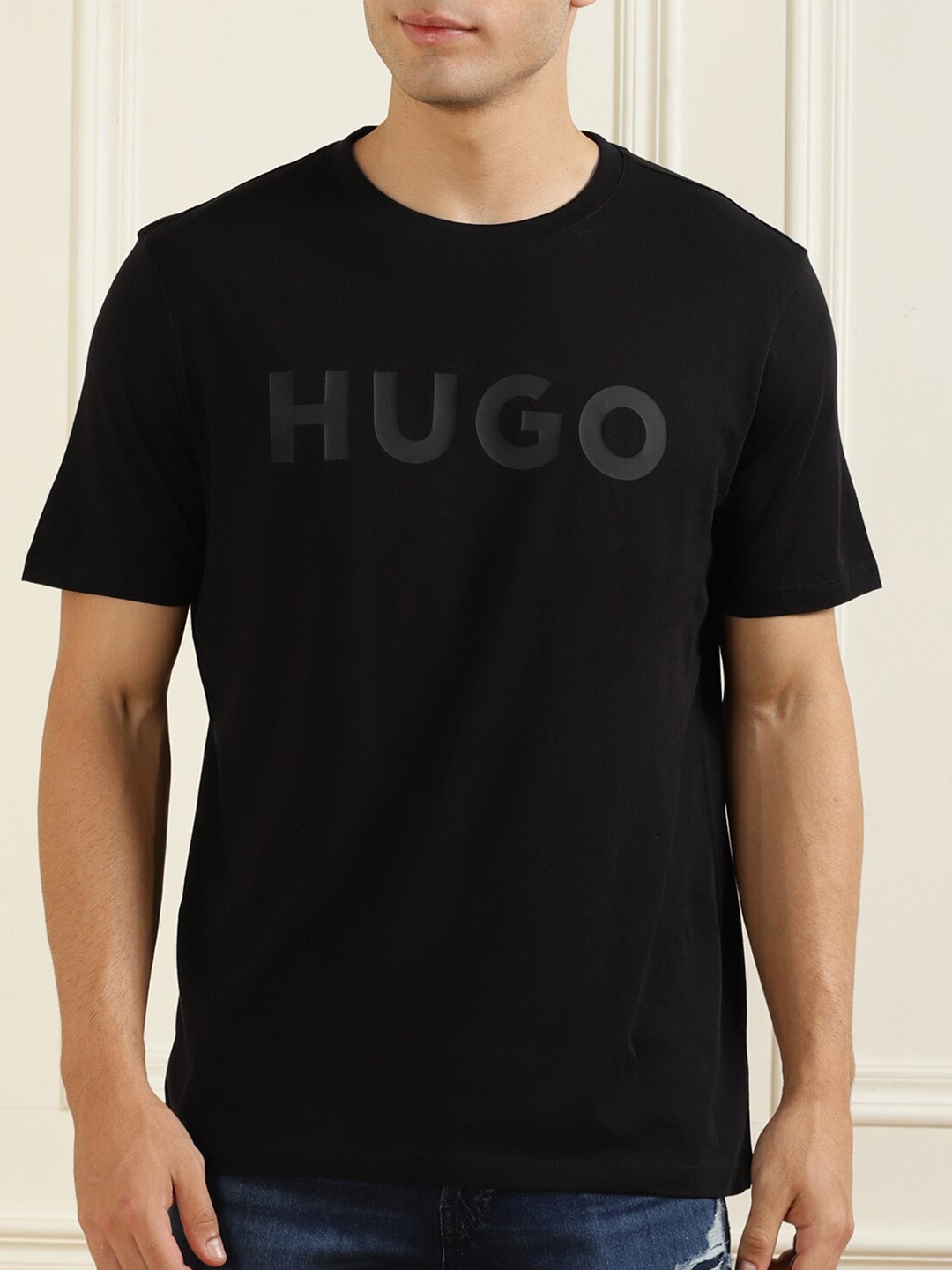 

HUGO Men Black Pure Cotton T-shirt