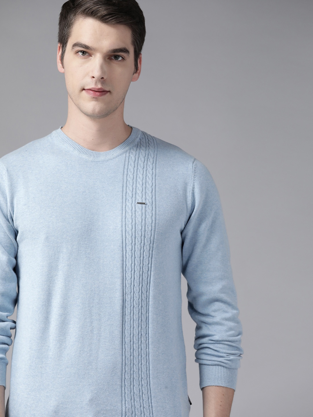 

Van Heusen Men Blue Cotton Cable Knit Pullover