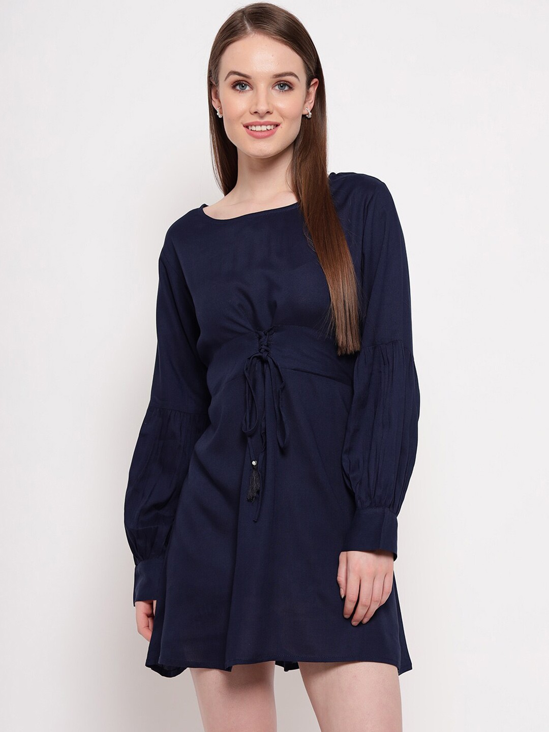 

Aawari Navy Blue A-Line Mini Dress
