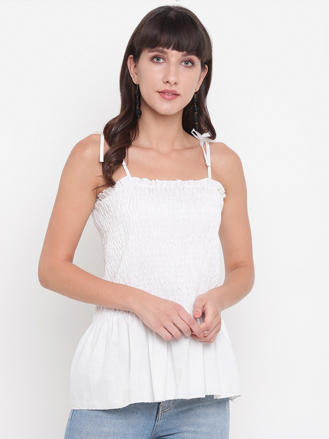 

Aawari White Smocked Top