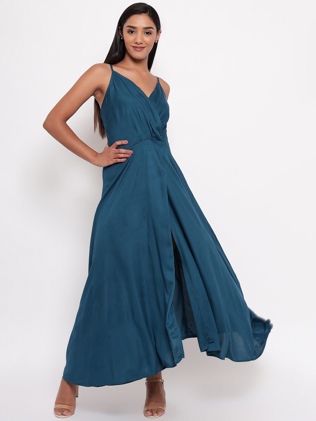 

Aawari Women Teal Blue Maxi Dress