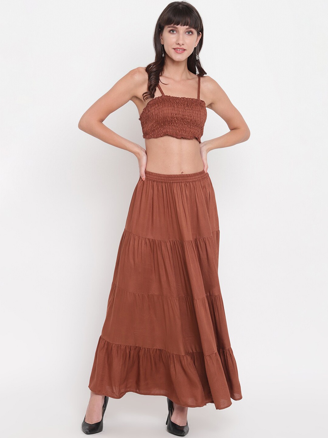 

Aawari Women Coffee Brown Solid Co-Ord Set