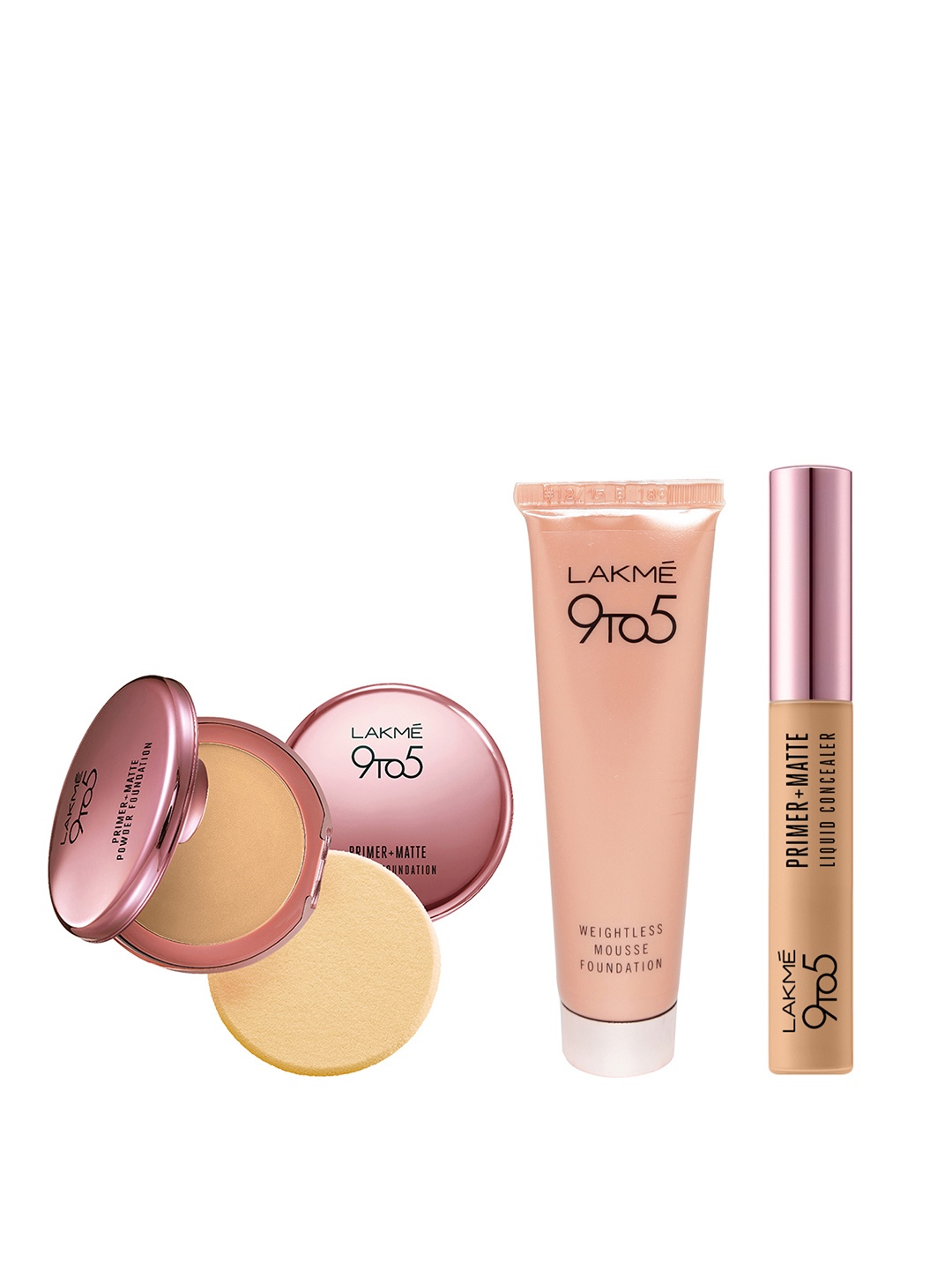 

Lakme Set of 9to5 Primer+Matte Concealer & Compact with Mousse Foundation, Beige