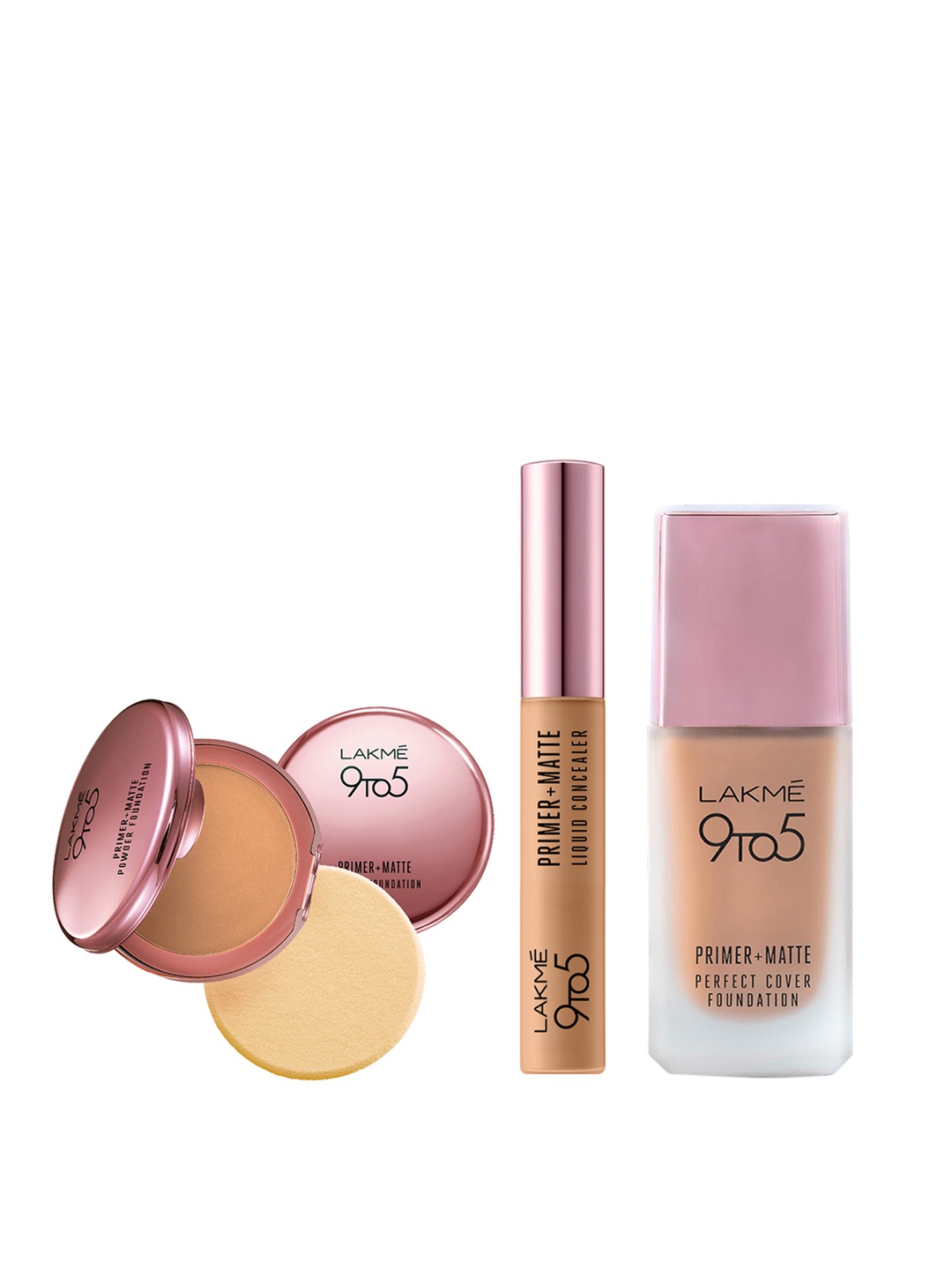 

Lakme 9to5 Primer + Matte Makeup Gift Set - Concealer + Compact + Foundation, Beige