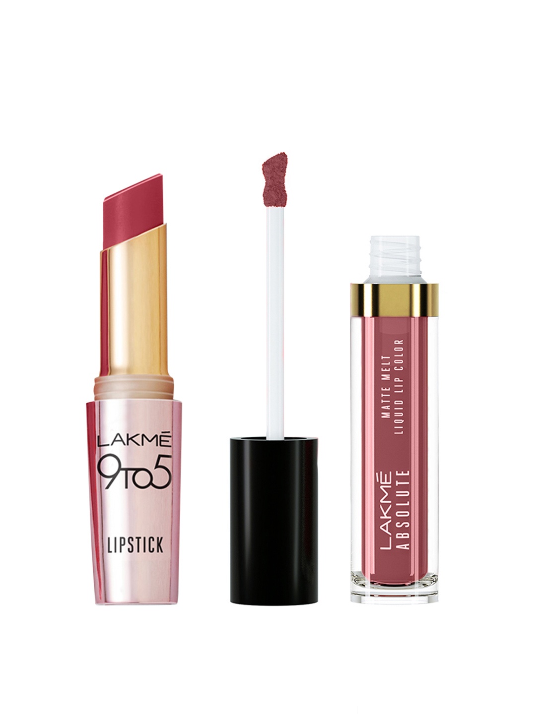 

Lakme Set of 9to5 Lipstick & Absolute Liquid Lip Color - Rosy Sunday & Nude Sensation