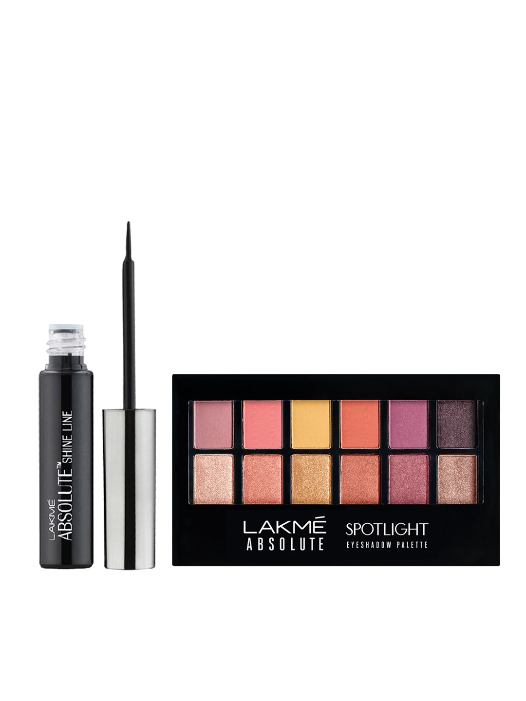 

Lakme Set of Absolute Shine Line Eye Liner-Black & Spotlight Eye Shadow Palette-Sundowner