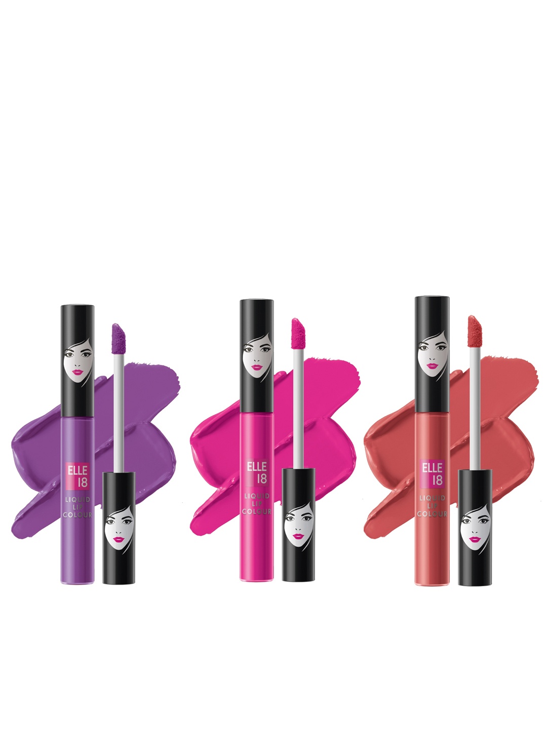 

ELLE 18 Set of 3 Liquid Lip Color - 5.6 ml each, Purple